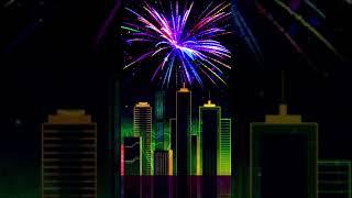 Galaxy Themes - [poly] neon fireworks in a modern city