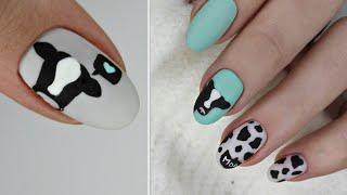 Символ года 2021 / Принт коровы на ногтях / Новогодний дизайн ногтей