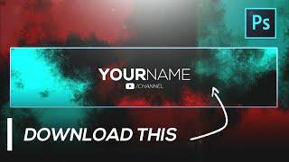 CLEAN  Banner YouTube Channel Art Template - Download for Photoshop - FREE GFX (2024)