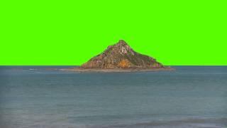 Island in Ocean Sea - Green Screen Animation