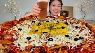 ASMR 김치피자탕수육 김피탕 2년만에 먹어보네요 리얼먹방 :) Mix kimchi mozzarella cheese tangsuyuk  MUKBANG