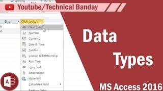 Data Types in MS Access| Microsoft Access 2016 Tutorial [Hindi/Urdu]