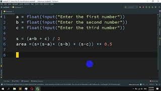How to find area of a triangle in Python