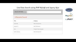 Live Data Search using PHP MySqli and Jquery Ajax