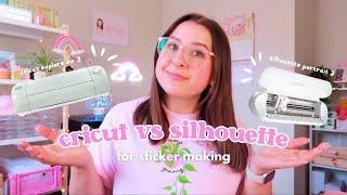 CRICUT VS SILHOUETTE  which sticker machine is best for making stickers? full comparison video