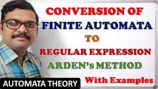 CONVERSION OF FINITE AUTOMATA TO REGULAR EXPRESSION USING ARDENS METHOD IN AUTOMATA THEORY || TOC
