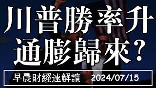 2024/7/15(一)川普遇刺勝率升 關稅通膨歸來?【早晨財經速解讀】