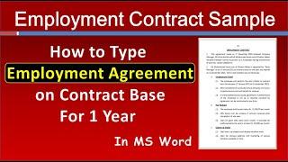 How to write Employment Contract for Sales Manager in MS Word | Job Employment Agreement Sample