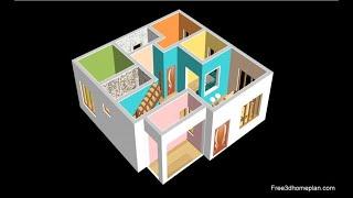 9x9 metres Small House design Plan for 12 Lac 2 Bedrooms with American Kitchen  2020