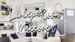 LIVING ROOM MAKEOVER 2021 + MODERN FARMHOUSE LIVING ROOM DECORATING IDEAS + CLEAN AND DECORATE 2021