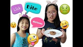 LICK BITE OR NOTHING CHALLENGE  W/ MY SISTER| Airish & Niña