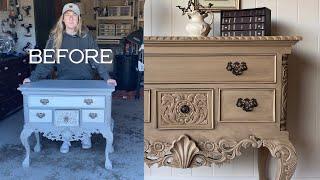 Stripping VERY Detailed Furniture | Faux Wood Glaze with Retique It