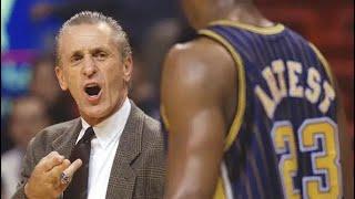 Ron Artest yells at Keith Atkins then is shoved by Pat Riley!