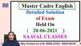 Answer Key Master Cadre English || Held on 20 June 2021 || Detailed Solution