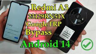 Redmi A3 23129RN51X Google FRP Bypass Android 14 without Pc 2024