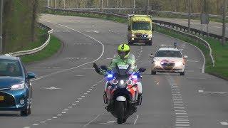 BMW K1600 and Volvo V70 Dutch Traffic Police escort Ambulance code 3 to Hospital! #794