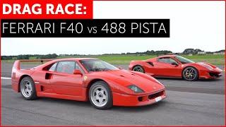 DRAG RACE! Ferrari 488 Pista vs Ferrari F40! REAL WORLD w/ Tiff Needell