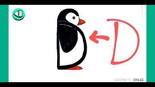 HOW TO DRAW ANIMALS FROM LETTERS  Turn Letter D to a Penguin - Easy & Cute Coronavirus Pastime