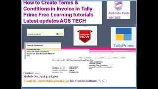 How to Create Terms & Conditions in Invoice in Tally Prime Free Learning  Latest update AGSTECH