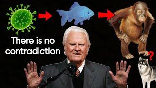 Billy Graham on Evolution / No conflict between Science & Bible claims Evangelist, Maybe God used it