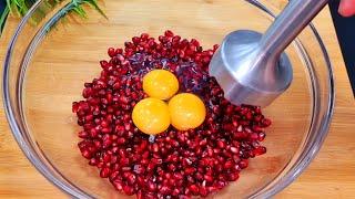 Whisk the Pomegranate with Egg and you will be satisfied with the result.   Just cook and taste.