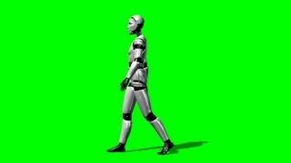 I Robot walk green screen B - free use