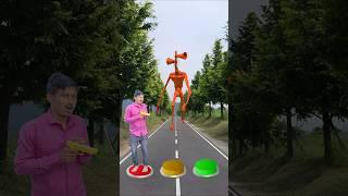 Red, yellow & green Button to siren, rainbow & dancing fatty dog- funny magic video #shorts