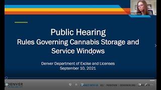 Public Hearing for Proposed Rules Governing Cannabis Storage and Service Windows