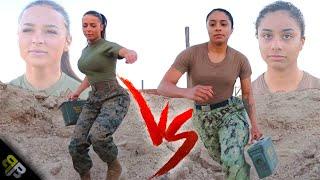 US Marine vs US Navy Sailor FEMALE EDITION Obstacle Course Battle