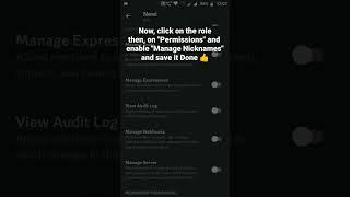 How to enable Manage Nicknames permission in a role in Discord Mobile #roduz #discord #how #howto