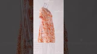 Girlmerry Non-stretch orange floral batch printing button casual mini dress Wholesale AA011962