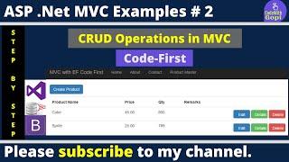 CRUD operations in ASP.Net MVC5 using Entity Framework Code First and SQL Server Database