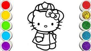 Hello Kitty Fire Fighter Easy and Colorful drawing easy with colours.  @Afzaaldrawing