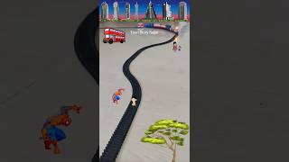 Spider-Man trying to save a girl near the railway track and train is approaching the fast USA