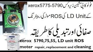 xerox  5790,75,55, LD unit ROS  moter  repair, replacement and cleaning method