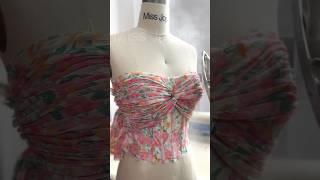 Making a strapless corset floral print chiffon tiered dress #dress #sewing #fashion #promdress