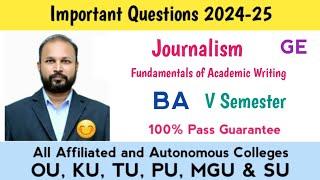 Fundamentals of Academic Writing Important Questions 2024 BA V Semester 5th Sem GE Imp OU KU PU TU