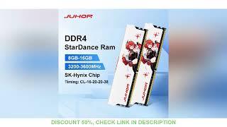 JUHOR Memoria Ram ddr4 8GB 16GB 3200MHz 3600MHz DIMM Desktop Gaming Memory RAMS with White Heat Sink