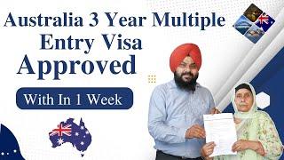 Australia 3 Year Multiple Entry Visa Approved with in 1 Week Australia Tourist visa !