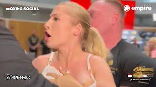 CARNAGE! ASTRID WETT ATTACKED AT KSI VS. JOE FOURNIER MISFITS PRESS CONFERENCE