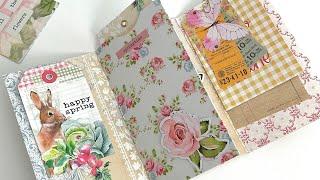 Interactive Spring Flip-book Journal with 4 Pockets Using 6x8 Paper Pads Mini Album
