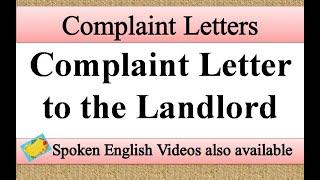 Write a complaint letter to the landlord for repairing of house | Complaint Letter English