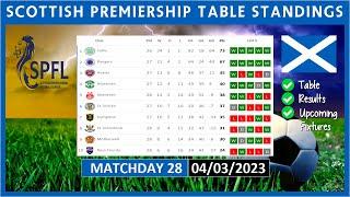 SCOTTISH PREMIERSHIP TABLE STANDINGS TODAY 22/23 | SPFL TABLE STANDINGS TODAY | (04/03/2023)