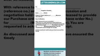 Letter to Supplier for Urgent Delivery