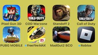 Standoff 2,Call Of Duty Mobile,PUBG Mobile,Free Fire Max,MadOut 2,Roblox - Minions Prison Run (Obby)