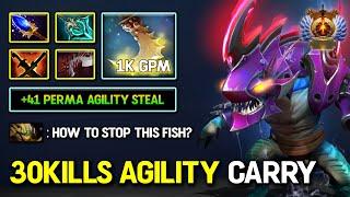 WTF 30KILLS AGILITY CARRY Slark 41Perma AGI Steal With Aghs Scepter + Disperser Build 7.37c DotA 2