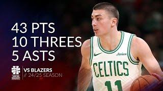 Payton Pritchard 43 pts 10 threes 5 asts vs Blazers 24/25 season