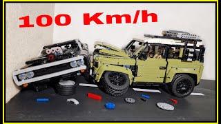 Land Rover Defender VS Dodge Charger  100 KM/H  Lego Technic CRASH test - Fast and Furious