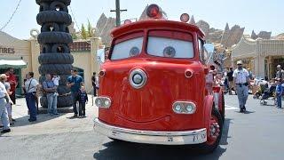 Red the Firetruck, Lightning McQueen & Tow Mater at Radiator Springs Cars Land, Disneyland 60th