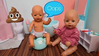 Baby born doll has an accident baby doll Evening Routine